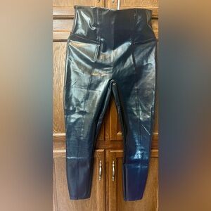Spanx size large navy/deep purple faux leather pants